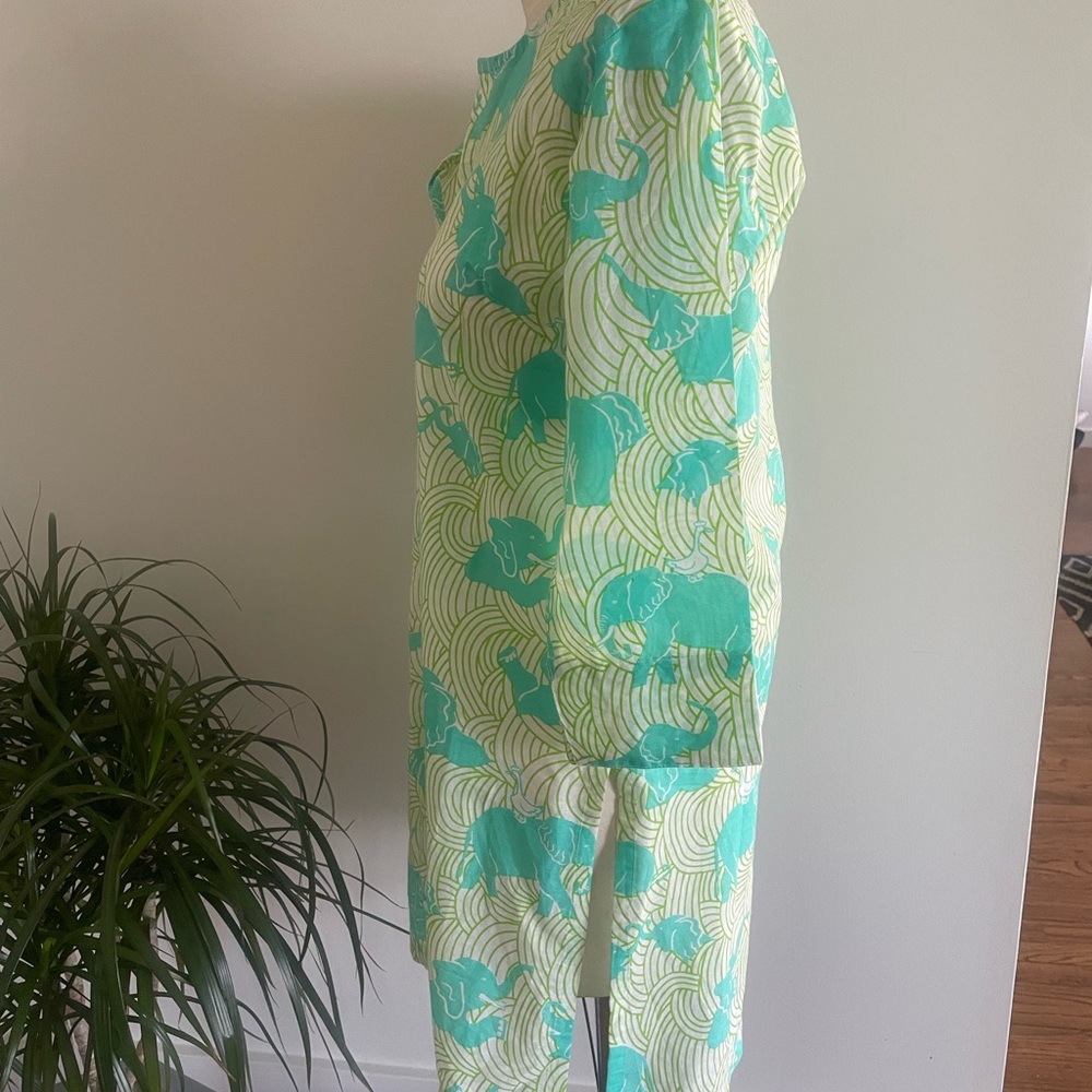 Gretchen Scott Aqua and White Patterned Tunic Dress - Picture 4 of 5
